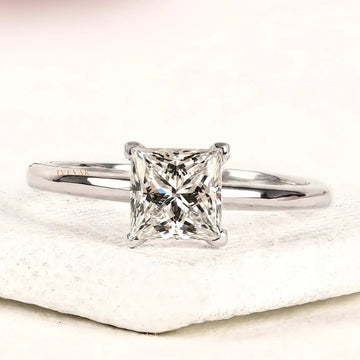 Princess Cut Moissanite Diamond Solitaire Engagement Ring