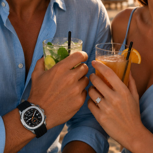 Ivevar Luxury Sport Prestige Duo Performance Watch & Princess Cut Diamond Ring Set