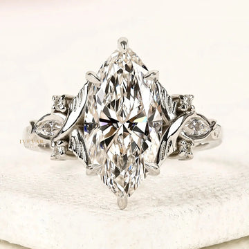 Marquise Cut Lab Diamond Engagement Ring