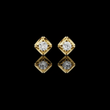 Geometric Pillow Kite Frame Round Moissanite Diamond Stud Earrings