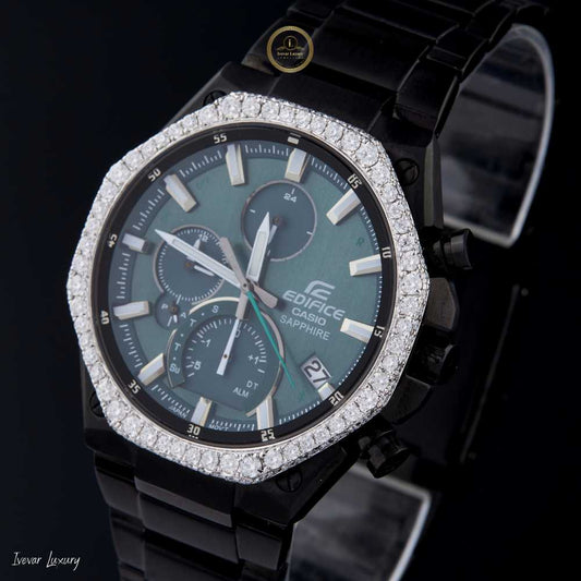 Luxury Lab Diamond Men’s Watch Hand Set VVS Stones on Stainless Steel by Ivevar