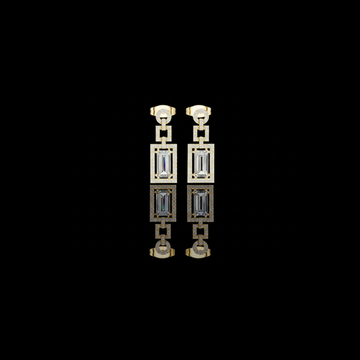 Art Deco Rectangular Halo Emerald Cut Moissanite Diamond Chandelier Drop Earring