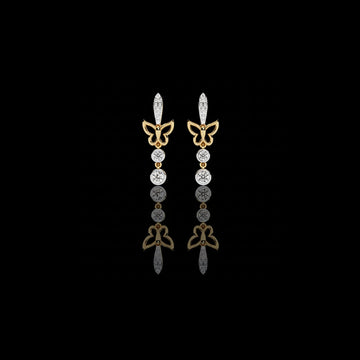 Elegant Butterfly Moissanite Diamond Drop Earrings with Pave Accents and Bezel Set Round Diamonds