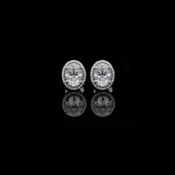 Oval Cut Halo Stud Moissanite Diamonds Earring Set with Micro Pave Accent