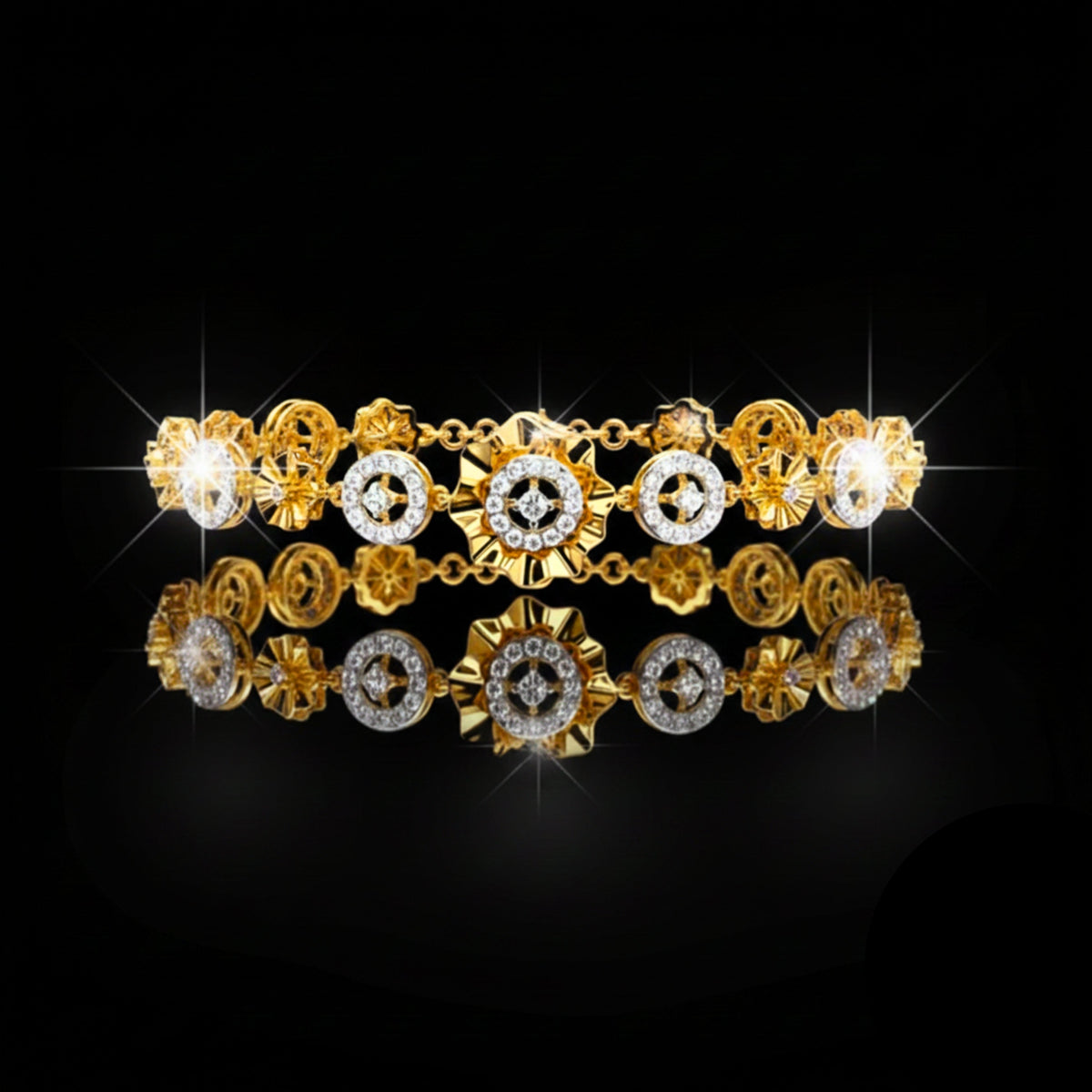 Round Cut Moissanite Diamond Vintage Style Station Bracelet