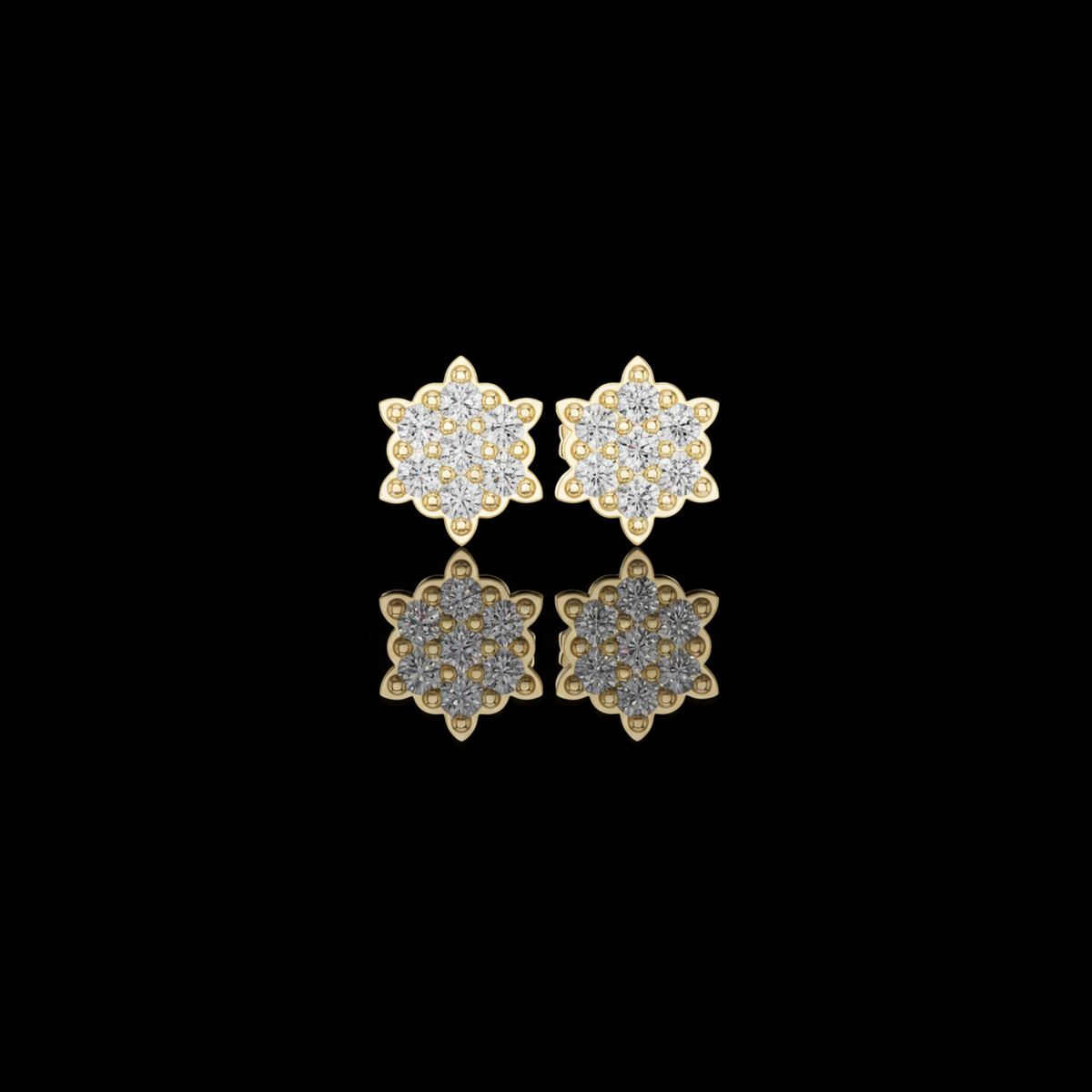Celestial Bloom Lab Diamond Cluster Stud Earrings with Petal Inspired Floral Geometry
