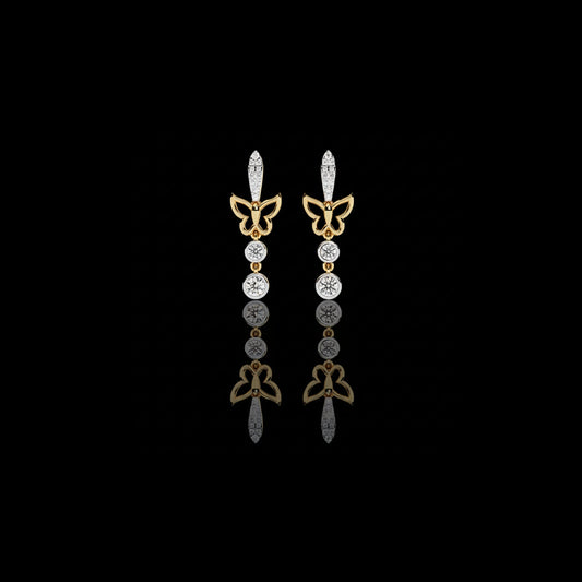 Elegant Butterfly Lab Grown Diamond Drop Earrings with Pave Accents and Bezel Set Round Diamonds