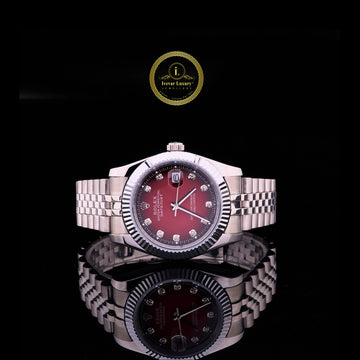 Luxury Red Dial Diamond Marker Automatic Watch