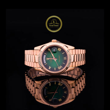 Luxury Green Dial Rose Gold Day-Date Watch