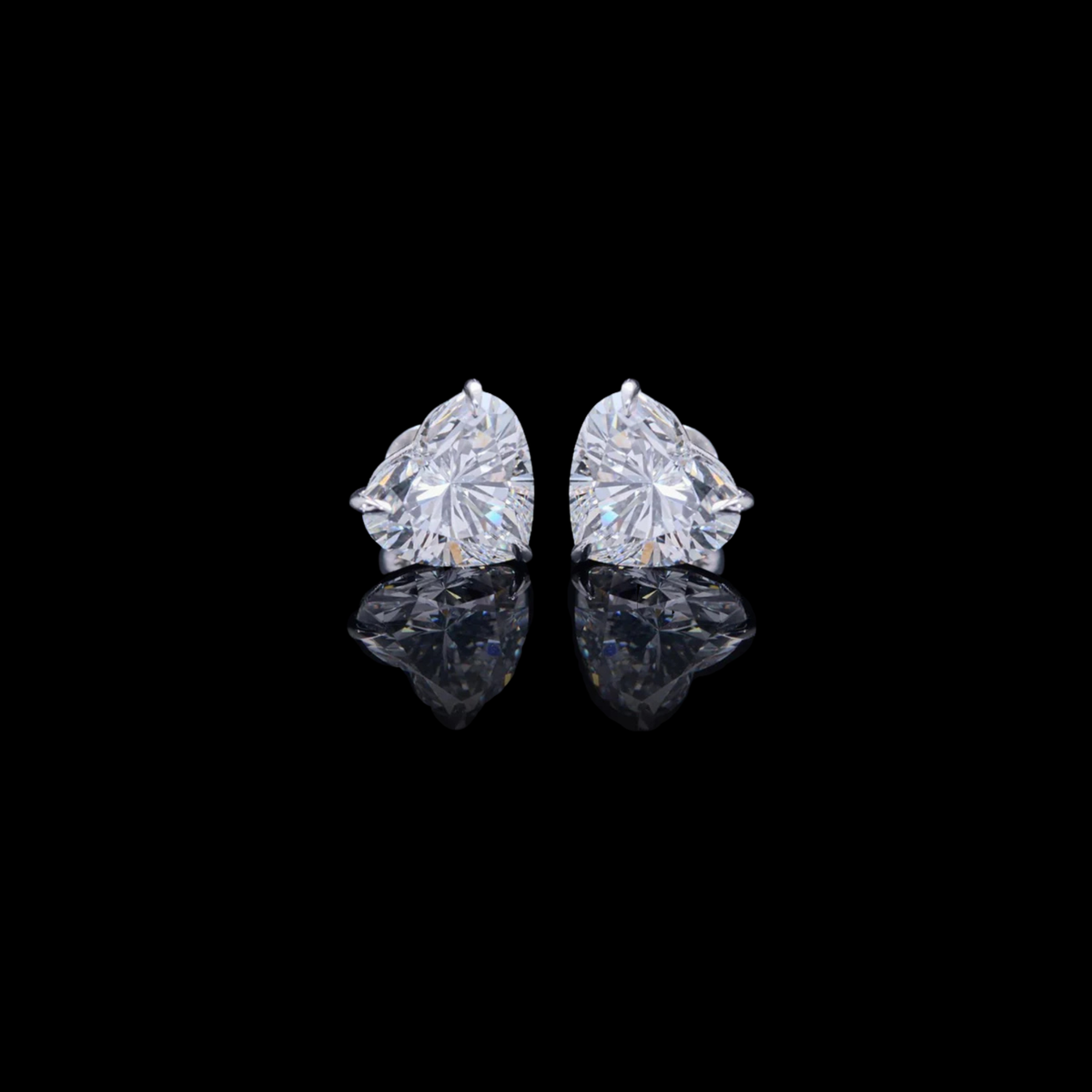 Elegant Heart Shaped Lab Diamond Stud Earrings in Polished Silver Sparkling Romantic Jewelry