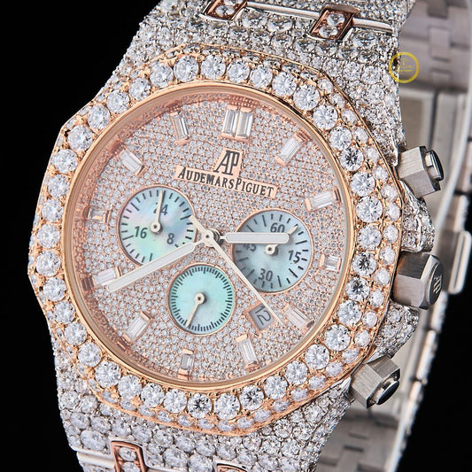 Two Tone With Full Ice Out in Moissonite Diamond By Ivevar Luxury