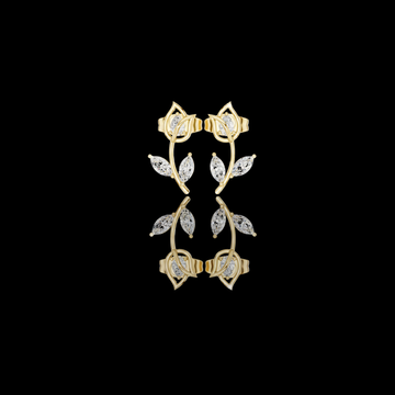 Nature Inspired Leaf Lab Diamond Stud Earrings with Brilliance Marquise Cut