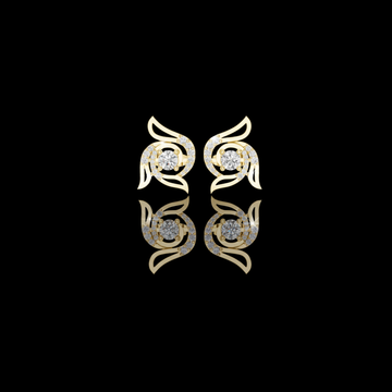 Signature Round Lab Diamond Winged Swirl Stud Earrings