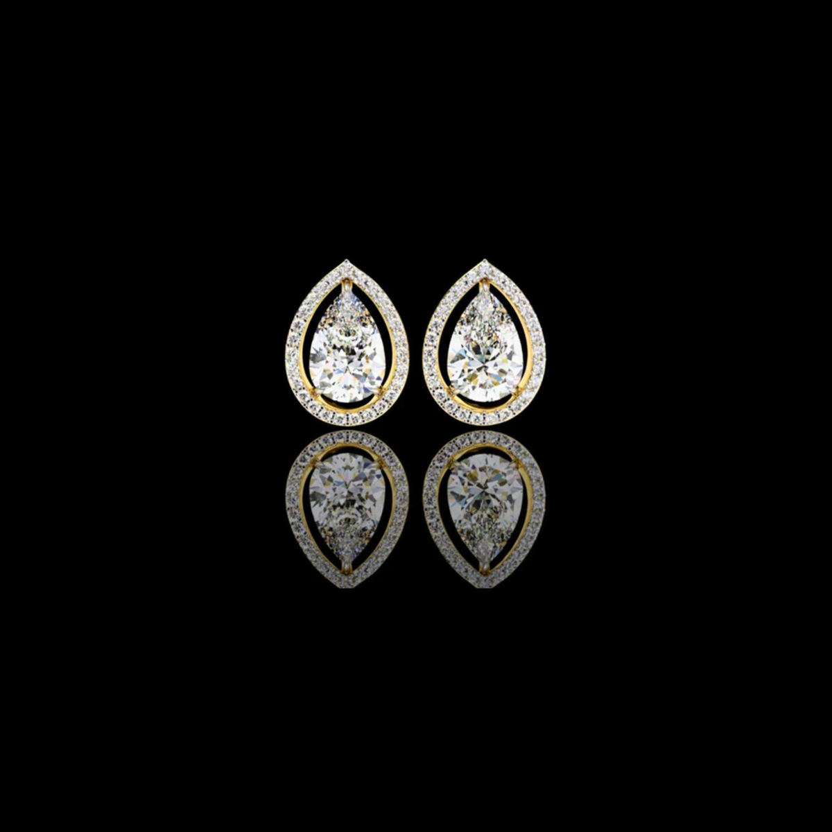 Luxury Lab Created Pear Shaped Halo Stud Earrings Perfect for Special Occasions