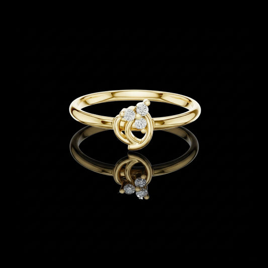 Round Cut Lab Diamond Cluster Gold Fashion Ring With Open Loop