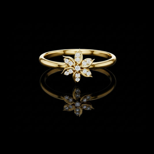 Nature Inspired Round moissanite Diamond Flower Ring