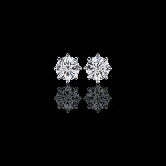 Ultimate Collection of Luxury Round Cut Moissanite Created Diamond Six Prong Solitaire Elegance Earring