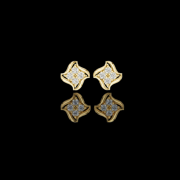 Sculptural Floral Round Lab Diamond Stud Earrings