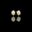 Stem Motif Floral Clover Round Triple Moissanite Diamond Cluster Earring