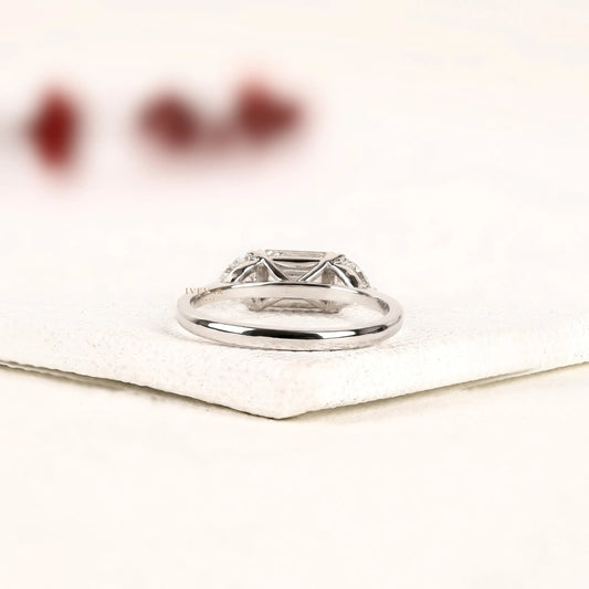 Emerald Cut Three Stone Lab Diamond Ring - View 2
