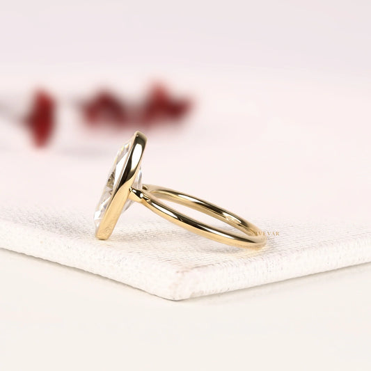 Oval Cut Bezel Set Lab Diamond Solitaire Engagement Ring - View 2
