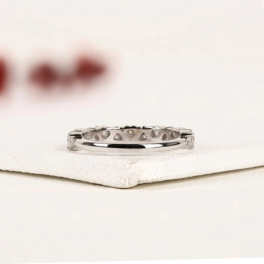 Heart Cut Lab Diamond Half Eternity Wedding Band - View 2