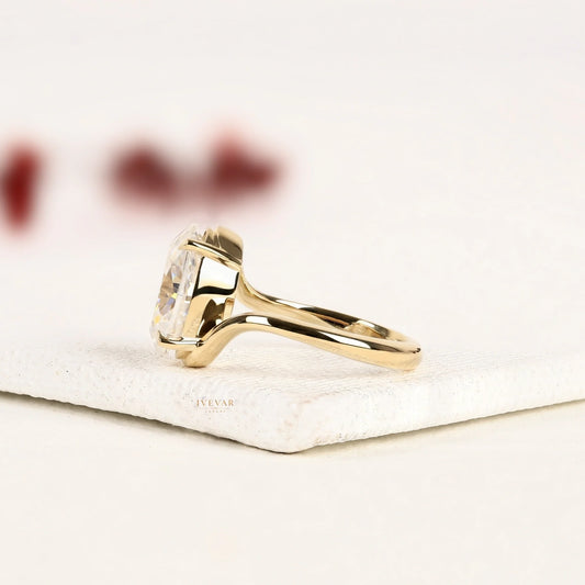 Oval Cut Moissanite Diamond Bypass Ring With Twisted Band - View 2
