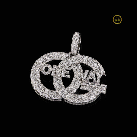 Full Silver Round Cut Lab Grown Diamond OG Latter Unique Style Pendent By Ivevar