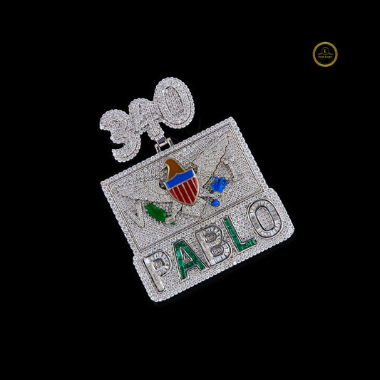 Custom Iced-Out Statement Pendant with Lab Grown Diamond Detailing and Enamel Accents By Ivevar