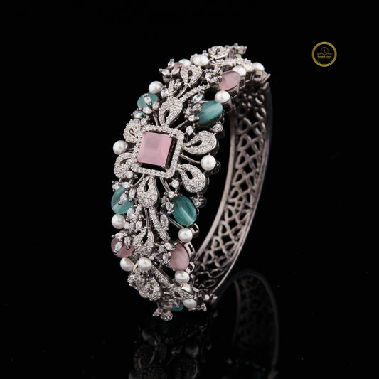 Custom Lab Diamond Bangle Flower VVS Bridal Gift Bracelet
