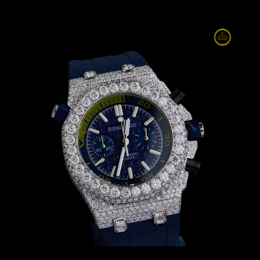 Ivevar Arctic Blaze Lab Grown Diamond Diver with Midnight Blue Strap