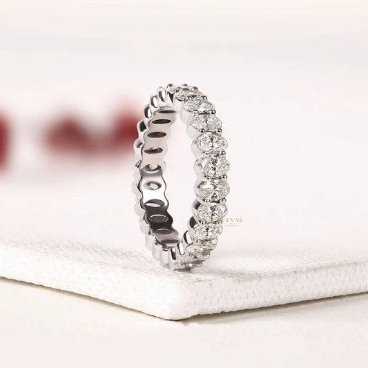 Oval Cut Lab Diamond Wedding Eternity Band - View 2