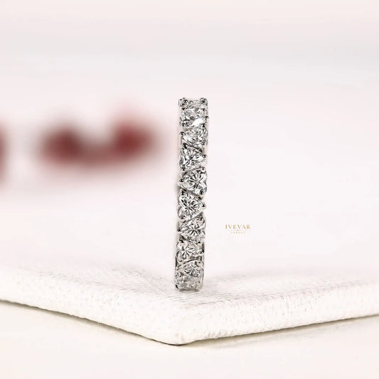 Heart Shape Lab Diamond Full Eternity Stacking Band - View 2
