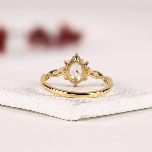 Oval Rose Cut Twisted Infinity Moissanite Diamond Engagement Ring - View 2
