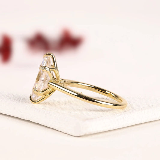 Marquise Cut Lab Solitaire Setting Engagement Ring - View 2