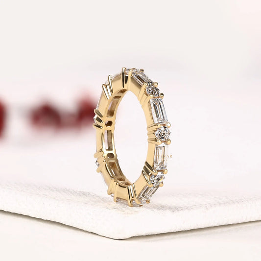 Baguette & Hexagon Cut Lab Alternative Diamond Eternity Band - View 2
