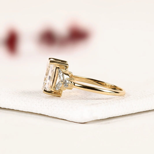 Radiant Cut Cluster Moissanite Diamond Engagement Ring For Her - View 2