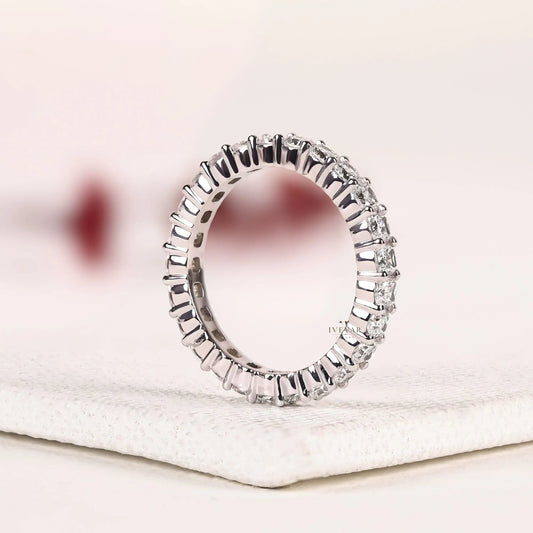 Round Cut Moissanite Diamond Full Eternity Wedding Band - View 2