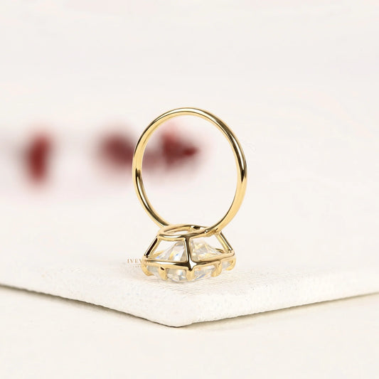 Cushion Cut Lab Diamond Solitaire Gold Engagement Ring - View 2