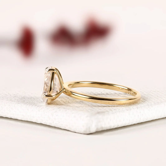 Emerald Cut and Pear Cut Moissanite Diamond Toi et Moi Ring - View 2
