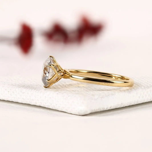 Round Cut Moissanite Diamond Solitaire Daily Wear Ring - View 2