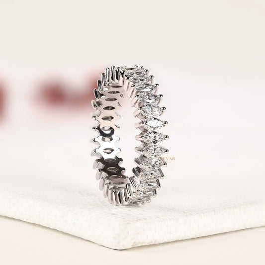 Marquise Cut Moissanite Diamond Full Infinity Band - View 2