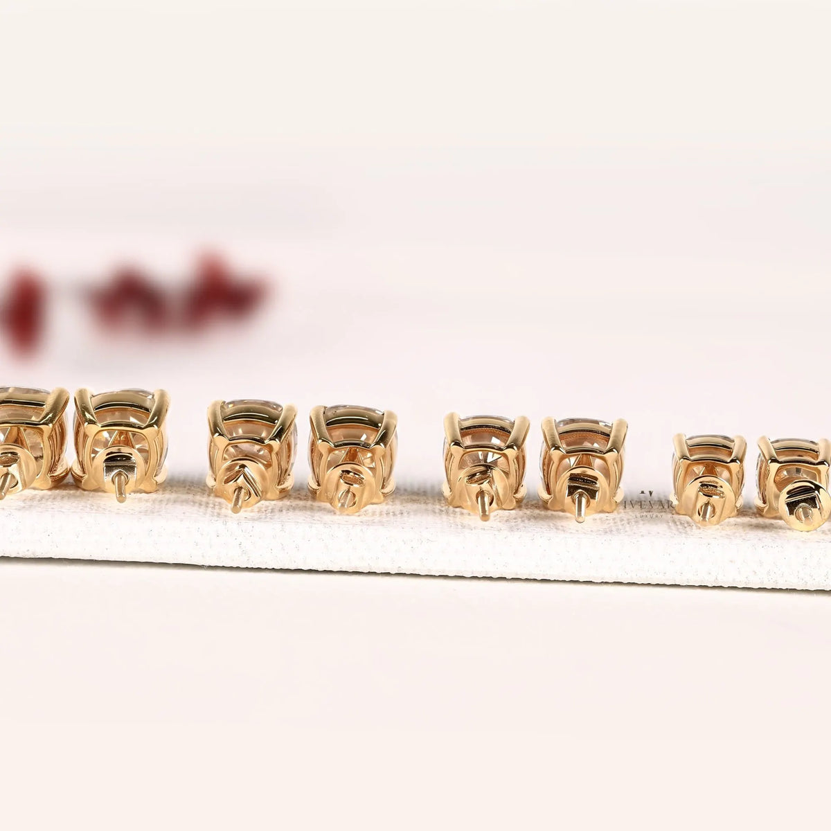 Cushion Cut Lab Diamond Solitaire Stud Earring - View 3