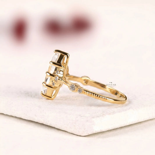 Marquise Cut Lab Diamond Wedding Engagement Ring - View 2