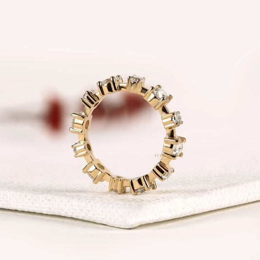 Round with Hexagon Moissanite Diamond Full Eternity Band - View 2