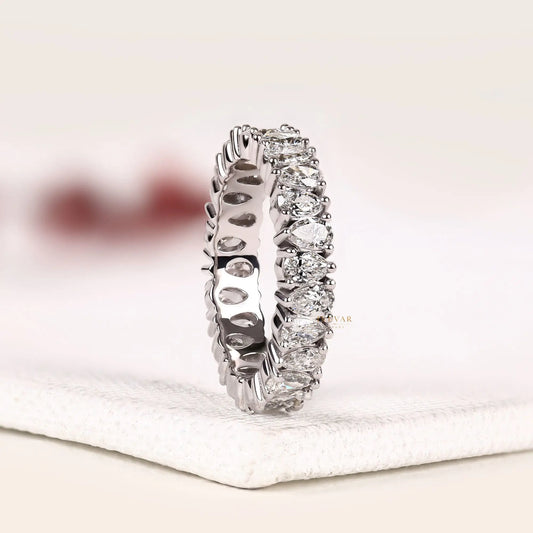 Pear Cut Lab Diamond Full Eternity Band Ring - View 2