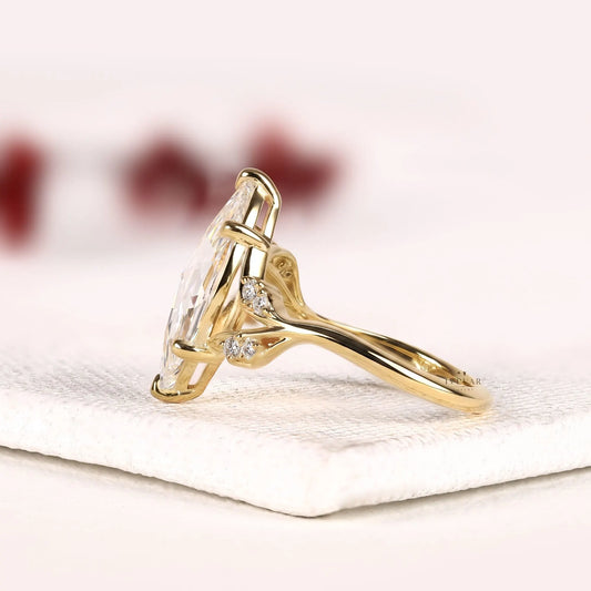Rose Marquise Cut Lab Diamond Nature Inspired Engagement Ring - View 2