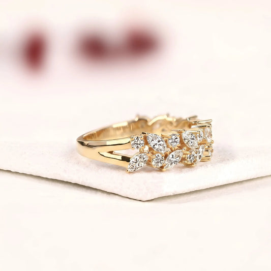 Marquise & Round Moissanite Diamond Eternity Wedding Band - View 2