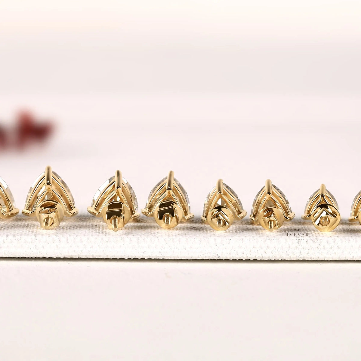 Trillion Cut Lab Grown Diamond Solitaire Stud Earrings For Women - View 3