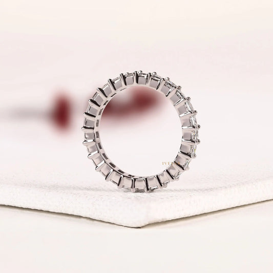 Princess Cut Lab Diamond Full Eternity Wedding Band - View 2